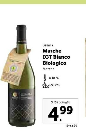 Lidl Gemma Marche Igt Bianco Biologico offerta