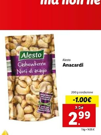 Lidl Alesto Anacardi offerta