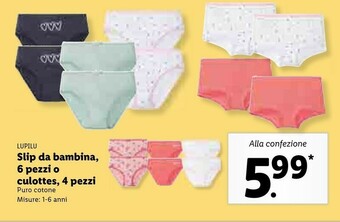 Lidl Lupilu Slip Da Bambina offerta