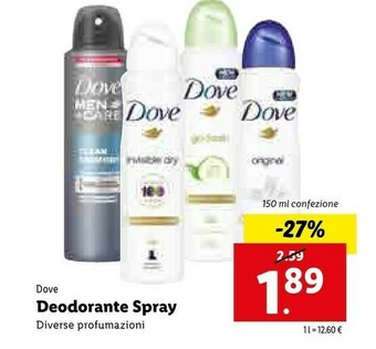 Lidl Dove Deodorante Spray offerta