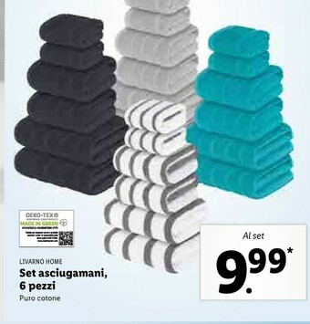Lidl Livarno Home Set Asciugamani 6 Pezzi offerta