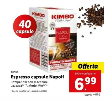 Lidl Kimbo Espresso Capsule Napoli offerta