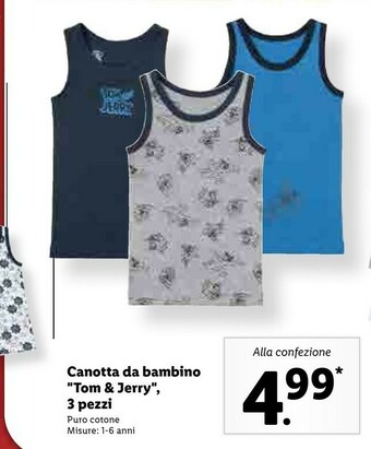 Lidl Canotta Da Bambino Tom & Jerry offerta