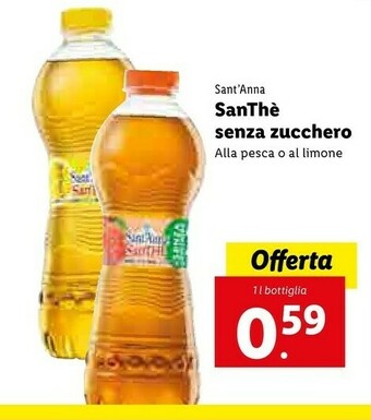 Lidl Sant'anna SanThè Limone Senza Zucchero 1000 G(ml) offerta