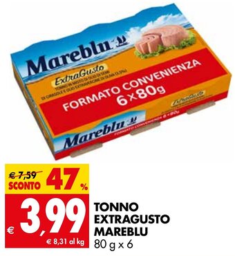 Tigros Tonno Extragusto Mareblu 80 g x 6 offerta