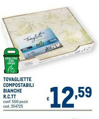 Metro Tovagliette Compostabili Bianche R.c.tt offerta