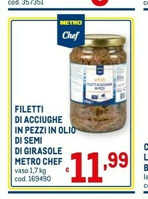 Metro Metro Chef Filetti Di Acciughe In Pezzi In Olio Di Semi Di Girasole offerta