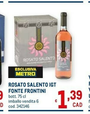 Metro Fonte frontini Rosato Salento Igt offerta
