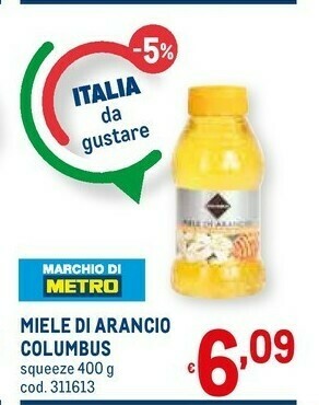Metro Columbus Miele Di Arancio Squeeze 400 G offerta