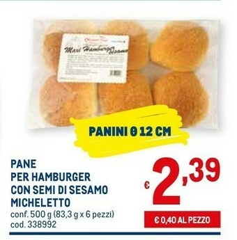 Micheletto pane Pane Per Hamburger Con Semi Di Sesamo