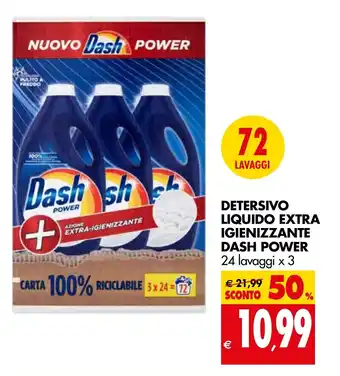Tigros Dash Detersivo Liquido Extra Igienizzante Power 24 lavaggi x 3 72 Lavaggi offerta