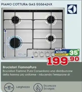 Euronics Electrolux Piano Cottura Gas EGS6424X offerta