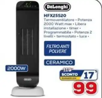 Euronics DeLonghi HFX25S20 Termoventilatore offerta