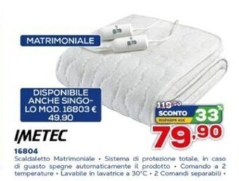 Euronics Imetec 16804 Scaldaletto Matrimoniale offerta
