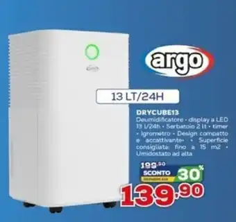Euronics Argo DRYCUBE13 Deumidificatore offerta