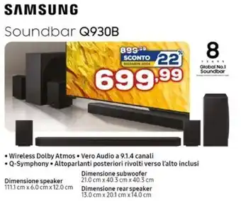 Euronics Samsung Soundbar Q930B offerta