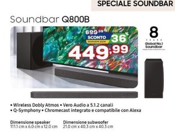 Euronics Samsung Soundbar Q800B offerta