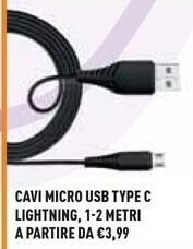 Unieuro Electroline Cavi Micro USB Type C Lightning offerta