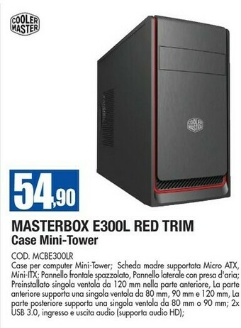 Cooler master Masternox E300L Red Trim Casa Mini-Tower