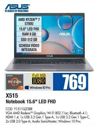Wellcome Asus X515 Notebook offerta