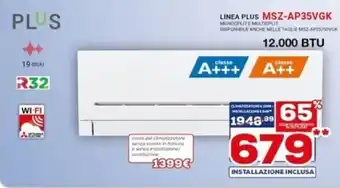 Euronics Mitsubishi Electric Linea Plus MSZ-AP35VGK Monosplit e Multisplit offerta