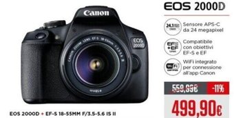 Euronics Canon EOS 2000D offerta
