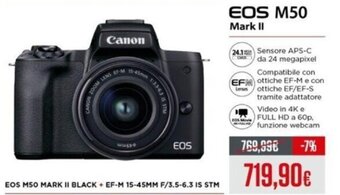 Euronics Canon EOS M50 Mark II offerta