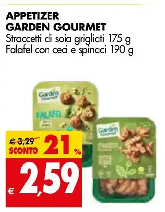 Tigros Garden Gourmet Appetizer Straccetti di soia grigliati 175 g Falafel con ceci e spinaci 190 g offerta