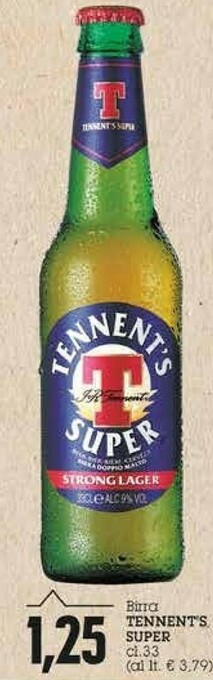 Emi Supermercati Tennent's Birra Super Strong Lager 330 G(ml) offerta