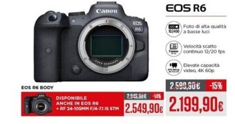 Euronics Canon EOS R6 offerta