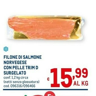 Metro Filone Di Salmone Norvegese Con Pelle Trim D Surgelato offerta