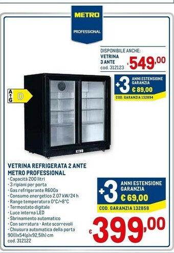 Vetrina Refrigerata 2 Ante Metro Professional
