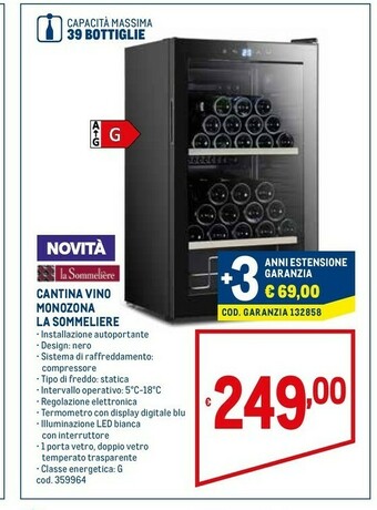 Metro Cantina Vino Monozona La Sommeliere offerta
