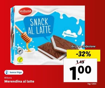 Lidl Milbona Merendina al latte 6x 28 g offerta
