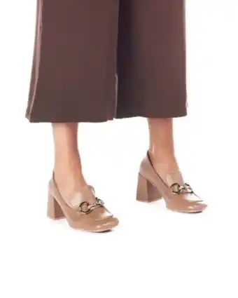 Globo Moda Miss globo - décolleté beige scuro con morsetto tacco medio 7,5cm e soletta vera pelle offerta