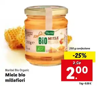 Lidl Maribel Bio Organic Miele bio millefiori 250 g offerta