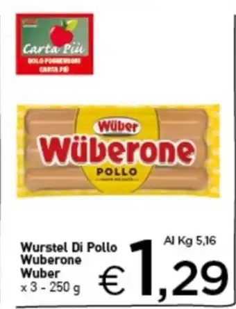 Crai Wüber Wüberone Würstel di Pollo x 3 - 250g offerta