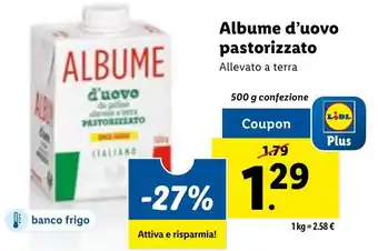 Lidl Albume d'uovo pastorizzato Allevato a terra 500 g offerta