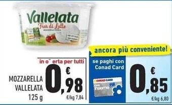 Conad City Vallelata Mozzarella 125g offerta