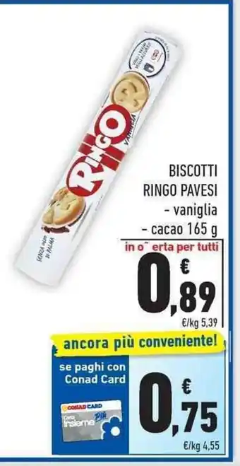 Conad City Ringo Pavesi Biscotti 165g offerta
