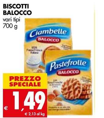 Tigros Balocco Biscotti Vari Tipi 700 g offerta