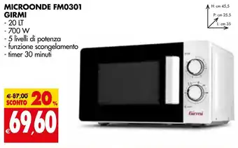 Tigros Girmi Microonde FM0301 offerta