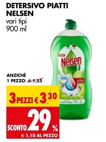 Tigros Nelsen Detersivo Piatti Vari Tipi 900 ml 1 pezzo offerta