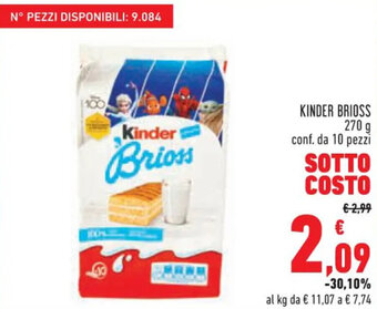 Conad Kinder Brioss 270 g Conf. da 10 pezzi offerta