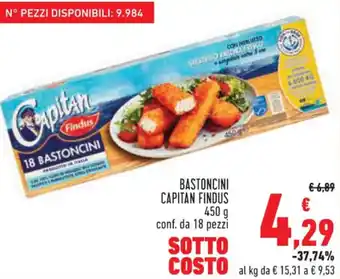 Conad Capitan Findus Bastoncini 450 g Conf. da 18 pezzi offerta