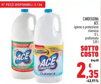 Conad Ace Candeggina Igiene e Protezione Classica 5 l, Profumata 3,8 l offerta