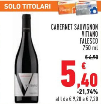 Conad Cabernet Sauvignon Vitiano Falesco 750 ml offerta