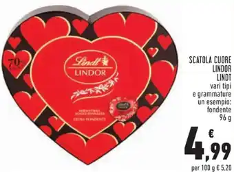 Conad Lindt Lindor Scatola Cuore Vari Tipi 96 g offerta