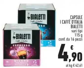 Conad Bialetti Capsule I Caffè D'Italia 115 g Conf. da 16 pezzi offerta