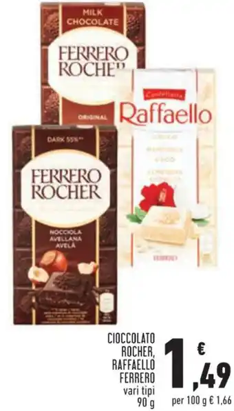 Conad Ferrero Cioccolato Rocher, Raffaello Vari Tipi 90 g offerta